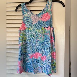 Lilly Pulitzer Light Blue, Pink & Green Floral Print Top